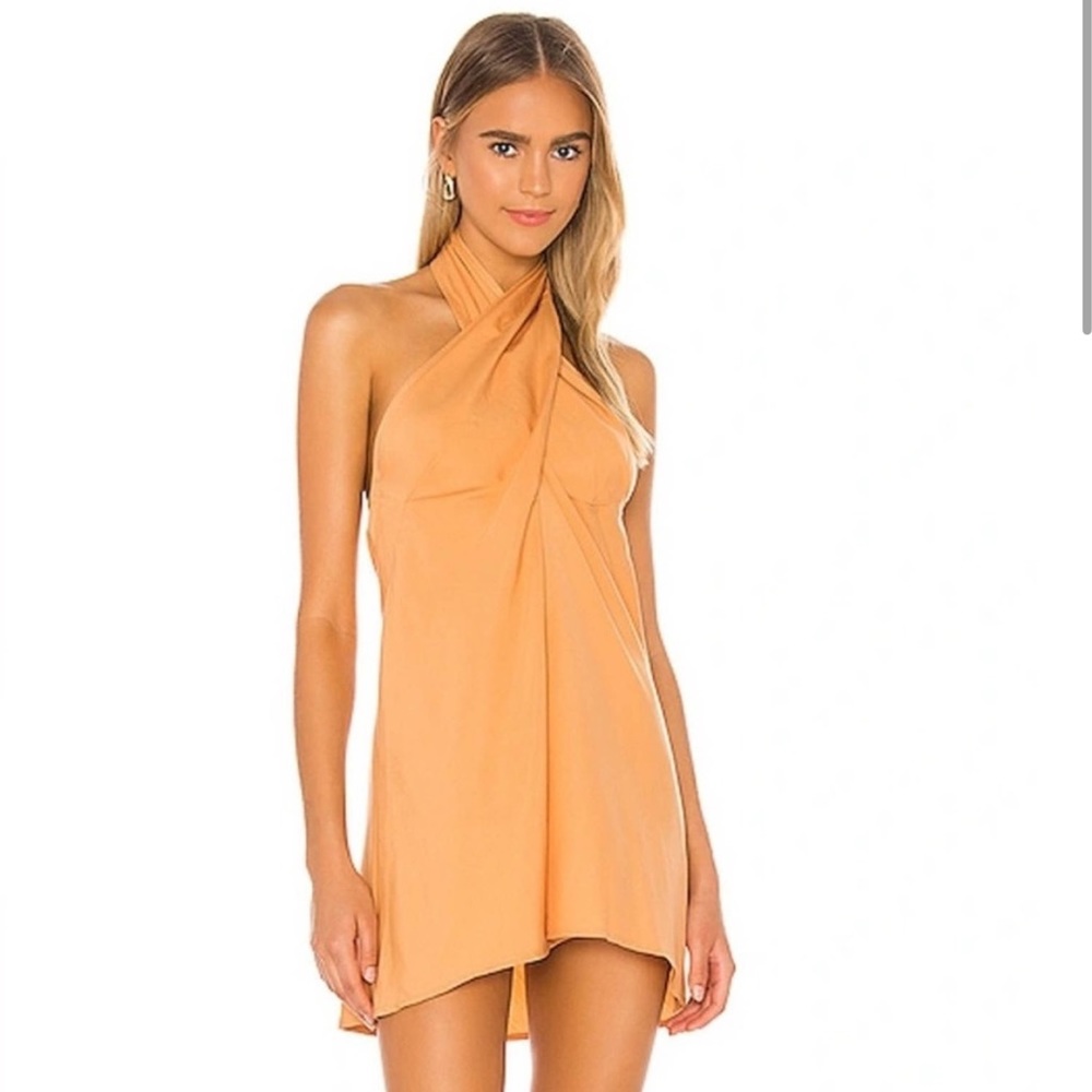 L'Academie Revolve Wrap Halter Neck Mini Dress